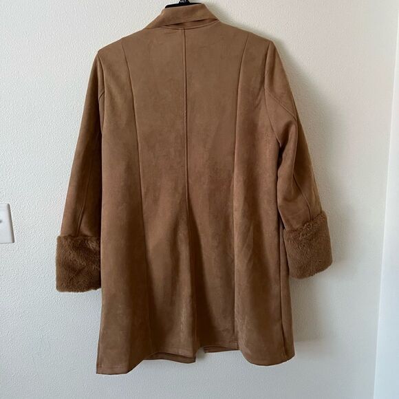 T Tahari Women Suade Open front Coat XL - Picture 2 of 7